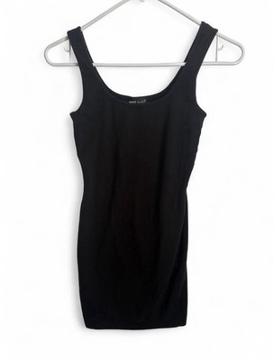 Wet Seal Black Tank Top Dress Women's Small Y2K 90s Bodycon Stretch Basic LBD