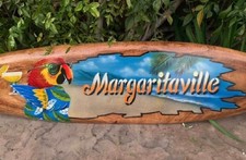 Tabla de surf loro tropical Margaritaville placa de pared madera de mango 39"x 10"