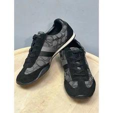 Coach Kelson Outline Signed Suede Black Gray Smoke Womens Sz 7.5 M