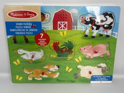 Melissa & Doug auf dem Bauernhof Holztier Puzzle interaktive Geräusche Spielzeug Alter 2+