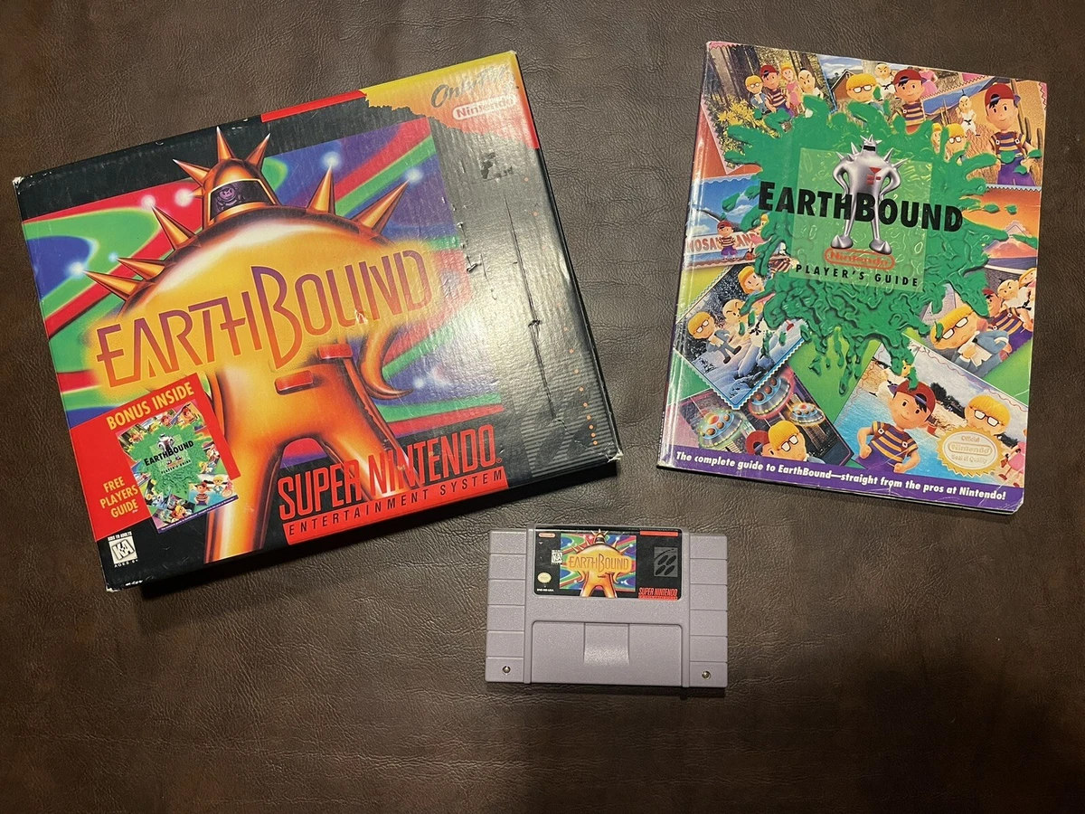 EARTHBOUND SUPER NINTENDO SNES BIG BOX COMPLETE WITH BOOK SMELL