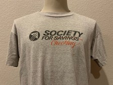 Vintage 80's Society For Savings Checking Gray T Shirt Size L