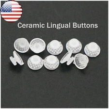 US 100Pcs Dental Orthodontic Ceramic Lingual Button Clear Bondable Round Base