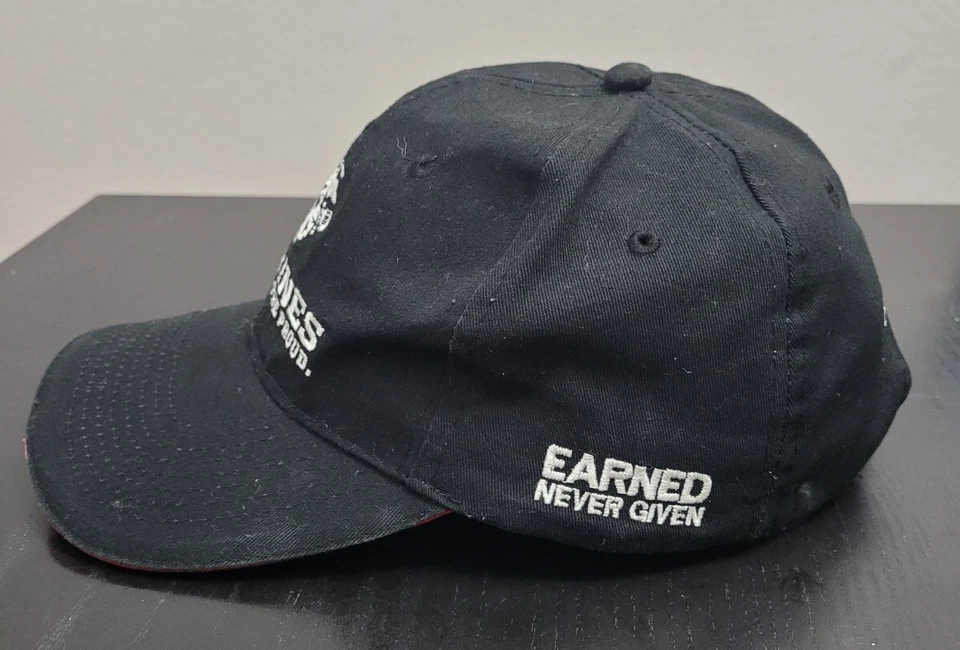 US Marines Corp Globe Eagle Anchor Logo Black Baseball Cap Earned Never Given - Image 2 of 4