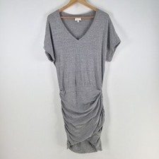 Witchery womens t shirt dress size 10 grey linen blend short sleeve Vneck 100103