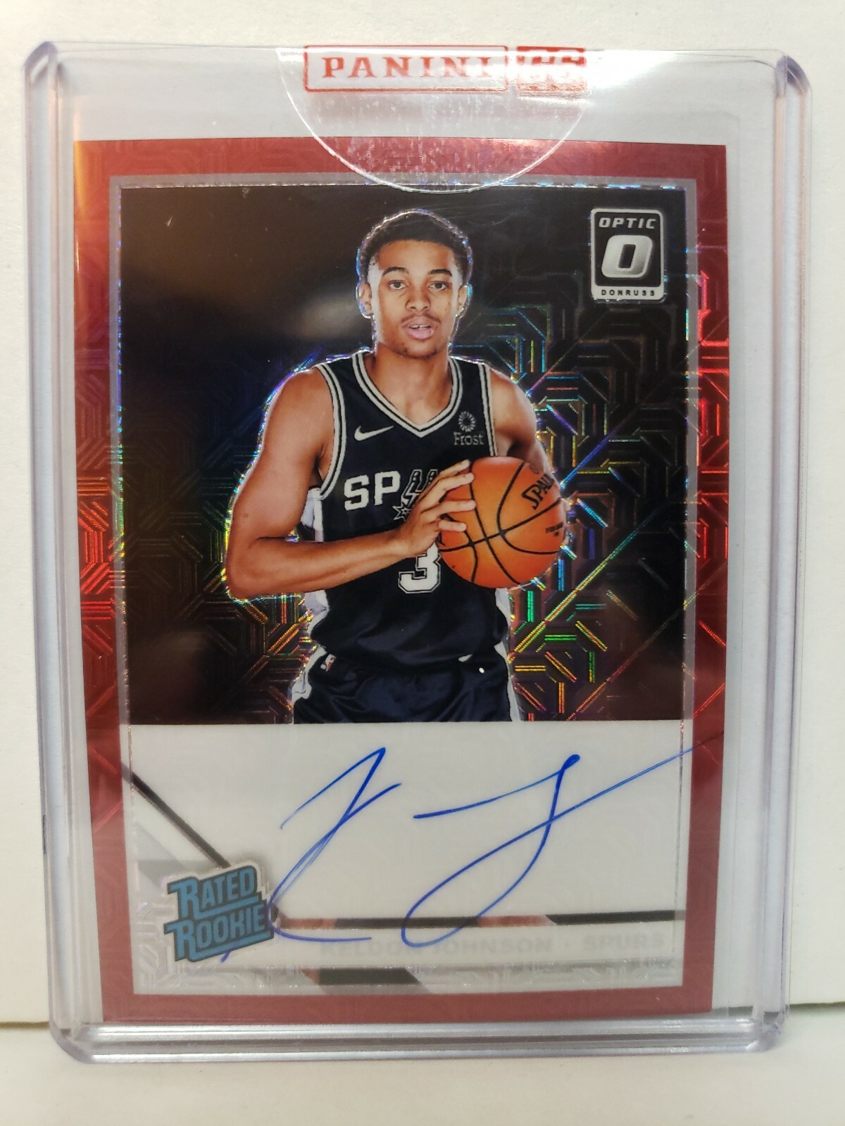 Keldon Johnson 2019-20 Panini Donruss Optic Choice Red Rated Rookie Auto Spurs