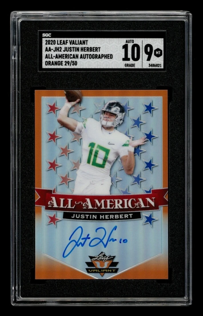 Justin Herbert Leaf Valiant All-American Autographs #JH2 Orange