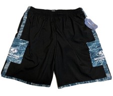 Mossy Oak Elements Mens Size XL Cargo Swim Shorts NWT Black Aqua Blue Camo Lined