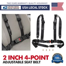 1Set Black 2" 4 Point Harness Racing Safety Seat Belt Shoulder Strap For ATV UTV