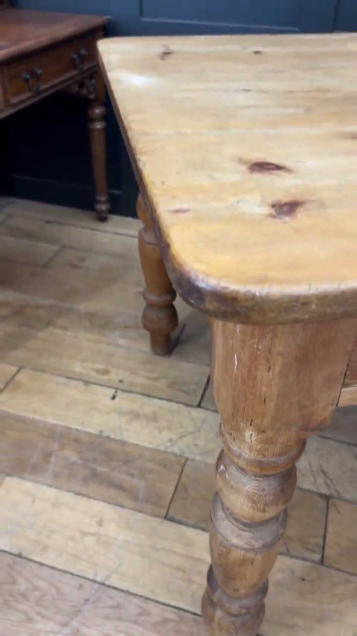 Antique Pine Dining Table / Victorian Kitchen Work Table / Rustic