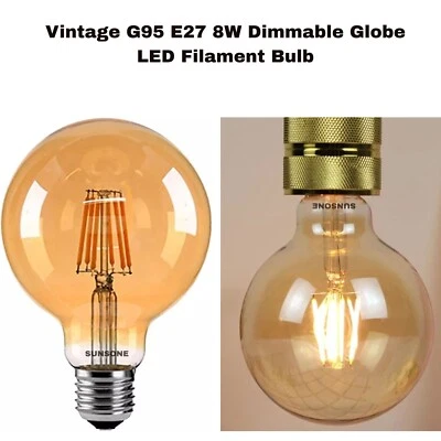 SUNSONE Vintage G95 E27 8W Antique Style Edison Industrial LED Filament Light Bulb UK
