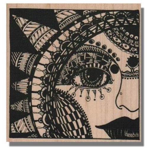 Mounted Rubber Stamp, SUN BACKGROUND, Smiling, Sun, Eye, Lips, Art