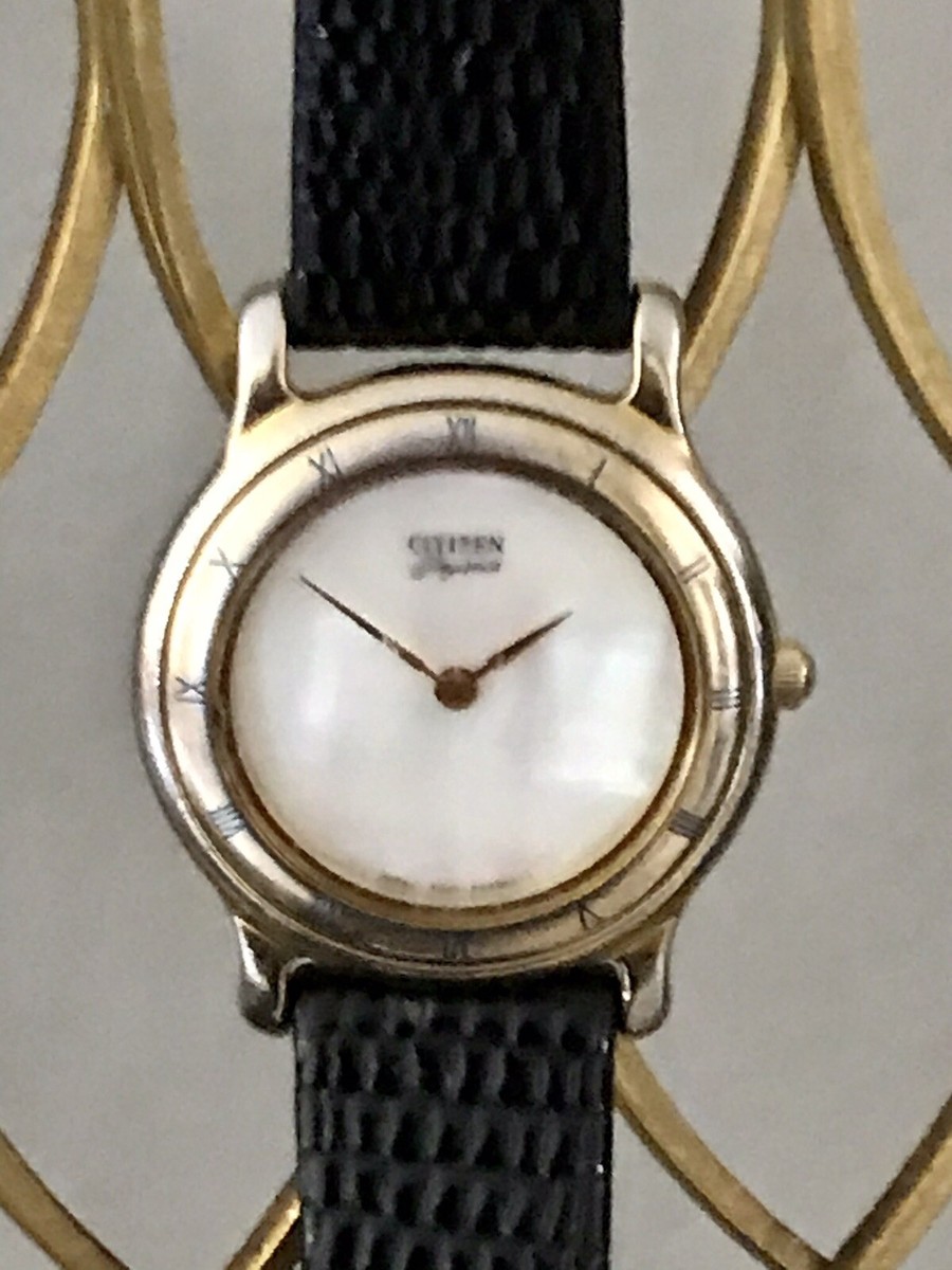 ✨Vintage CITIZEN™️ ELEGANCE Mother Of Pearl Black Inlay Gold Women’s Watch✨⌚️? Vintage Gold-Plated Ladies main image 3