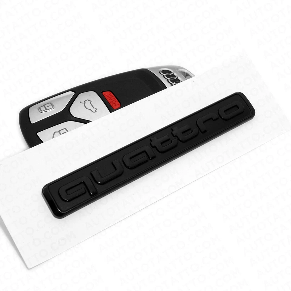 Audi Black Quattro Nameplate OEM ABS Emblem Liftgate Adhesive Logo Lid Badge - Image 3 of 4