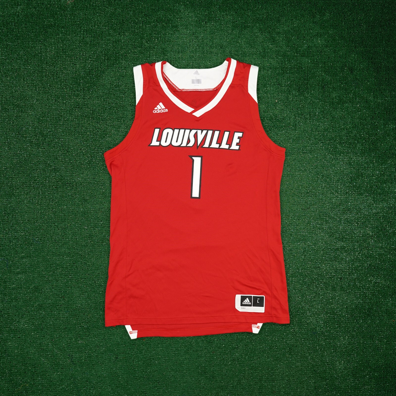 Официальная красная выездная мужская баскетбольная майка Adidas №1 от Louisville Cardinals