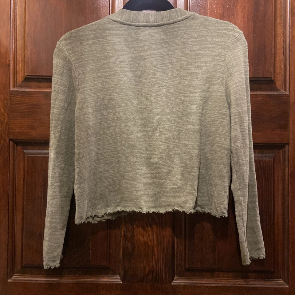 Suéter Recortado Verde Antiguo Azul Marino Niñas XL 14-16 Botones Foto 2 de 2