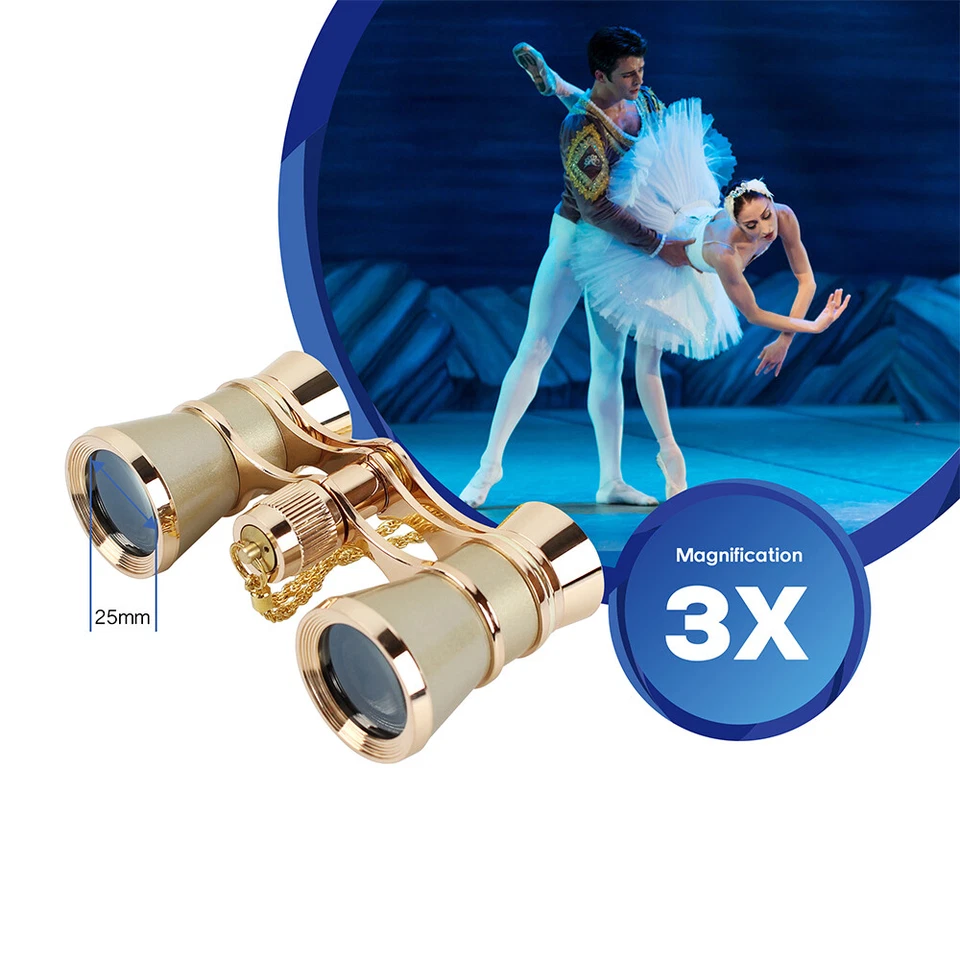 3X25 Theater Binoculars Opera Glasses with Chain Optical Lens for Women Gift - Image 2 of 4