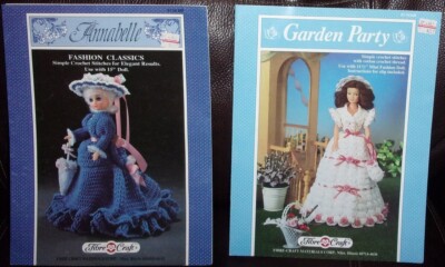 2 Fibre Craft Fashion Doll Crochet Patterns ANNABELLE & GARDEN PARTY