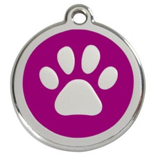 RedDingo Hundemarke Purple Pfotenabdruck - Gravur f&uuml;r Hunde, personalisierbar