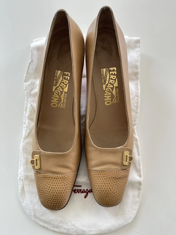 Salvatore Ferragamo Leather Cap Toe Pump Heel Shoes Women’s Size 9.5 AAAA - Image 2 of 4