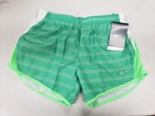 Nike Girls Dri-Fit Running Athletic Shorts - Medium Size - Green and White