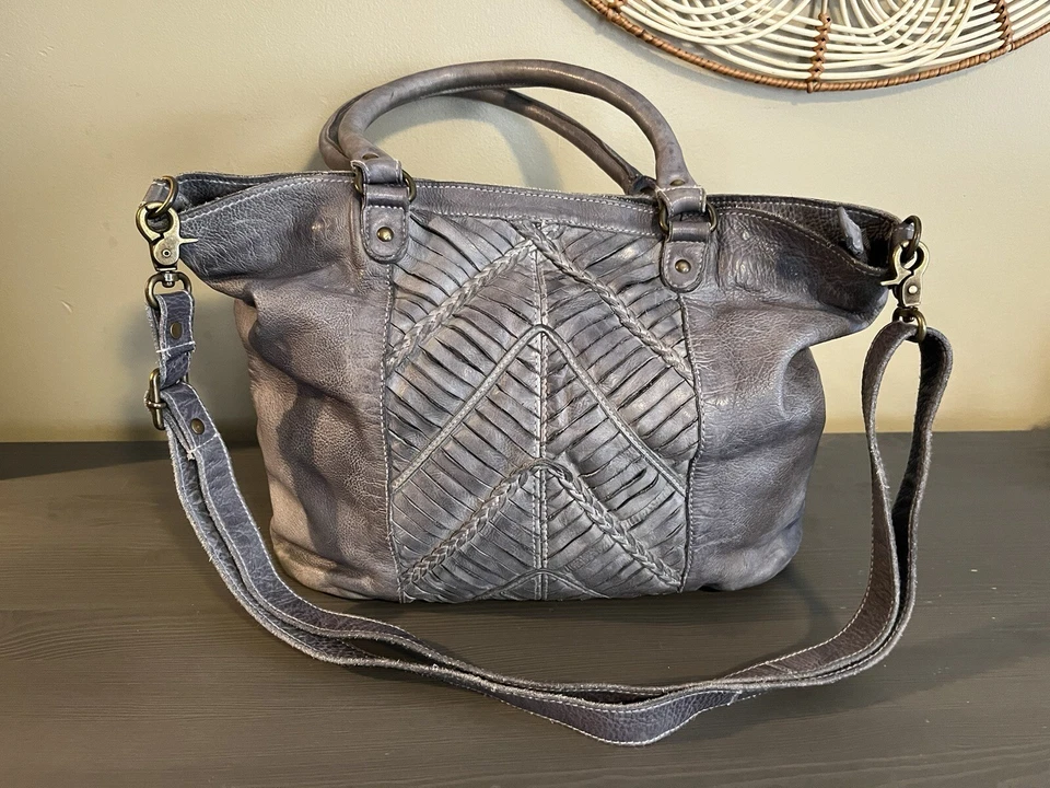 Bolsa de couro Amsterdam Heritage tiracolo ombro tote Chevron - Imagem 2 de 4