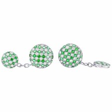 Beautiful Checks Design In 2.10CT White CZ  5.03CT Green Emerald Men's Cufflink