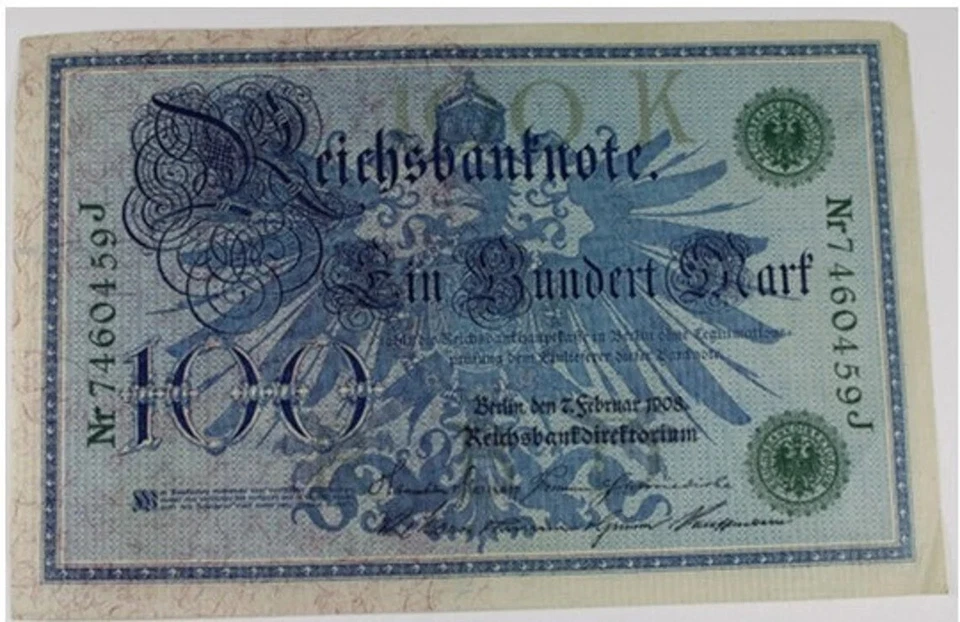 1908 German Empire 100 Mark banknote. All very good condition. - Image 2 of 4