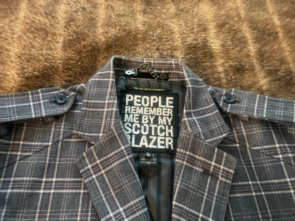 Chaqueta Blazer Muy Rara Limitada Scotch & Soda Cuadros 4 Bolsillos con Cremallera ~ Grande Foto 4 de 4