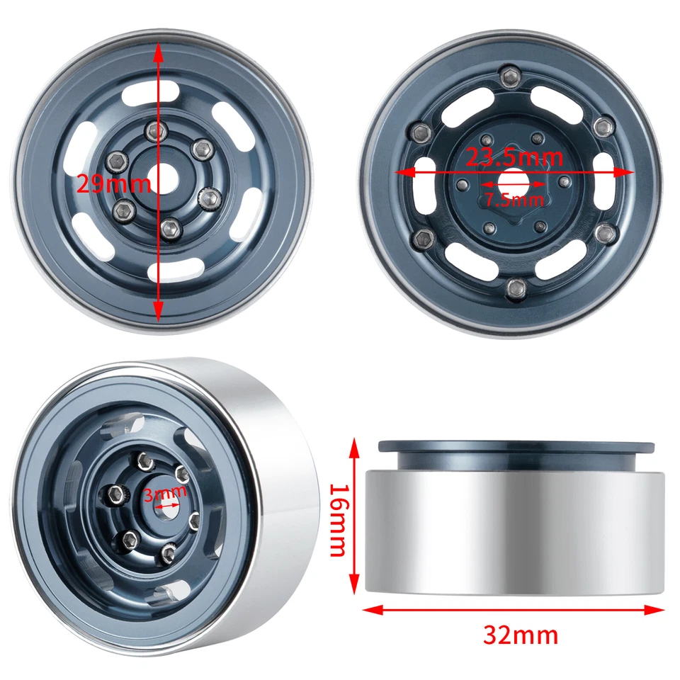 4x Beadlock Felgen 1.0 " Rad für Traxxas RC Crawler 1/18 TRX4M 1/24 Axial SCX24 - Bild 2 von 4