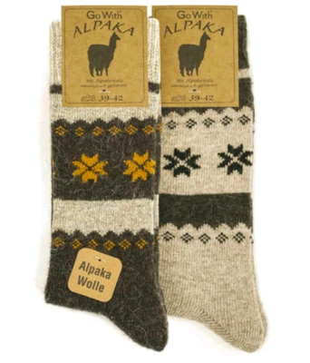 GOWITH ALPACA ALPACA WOOL Socks Mens Women's Christmas gift socks 2 Pairs pack winter socks