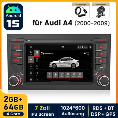 DAB+ 2+64G Android Carplay Autoradio KAM GPS Für Audi A4 S4 RS4 Bose Aktivsystem