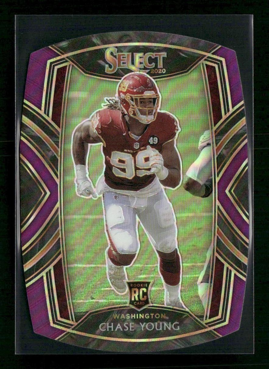 2020 Panini Select #264 Chase Young Purple Prizm Die Cut Washington Rookie