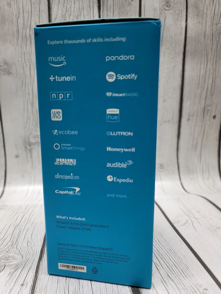 Amazon Echo 2nd Generation Smart Speaker w/ Alexa Heather Gray Fabric New Sealed - Image 2 of 4