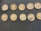 Lot of 10 Mercury Dimes 90% Silver Various Dates Circulated