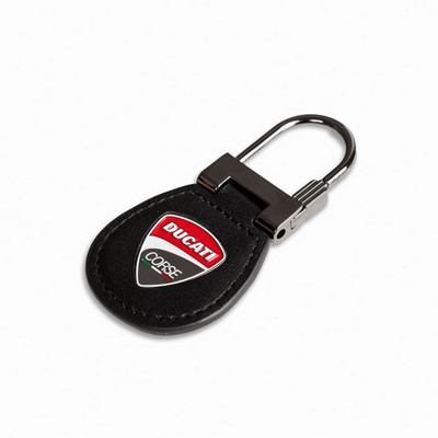DUCATI Corse Paddock Leder Schlüsselanhänger Keyring schwarz NEU 2026