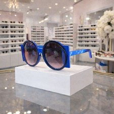 Oversized Round Geometric Blue Black Sunglasses Women Fashion Bold Statement
