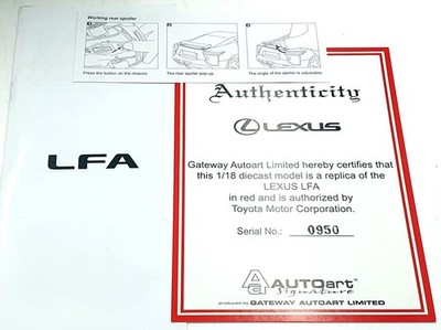 Autoart Signature 1/18 Scale diecast 78833 - Lexus LFA - Red