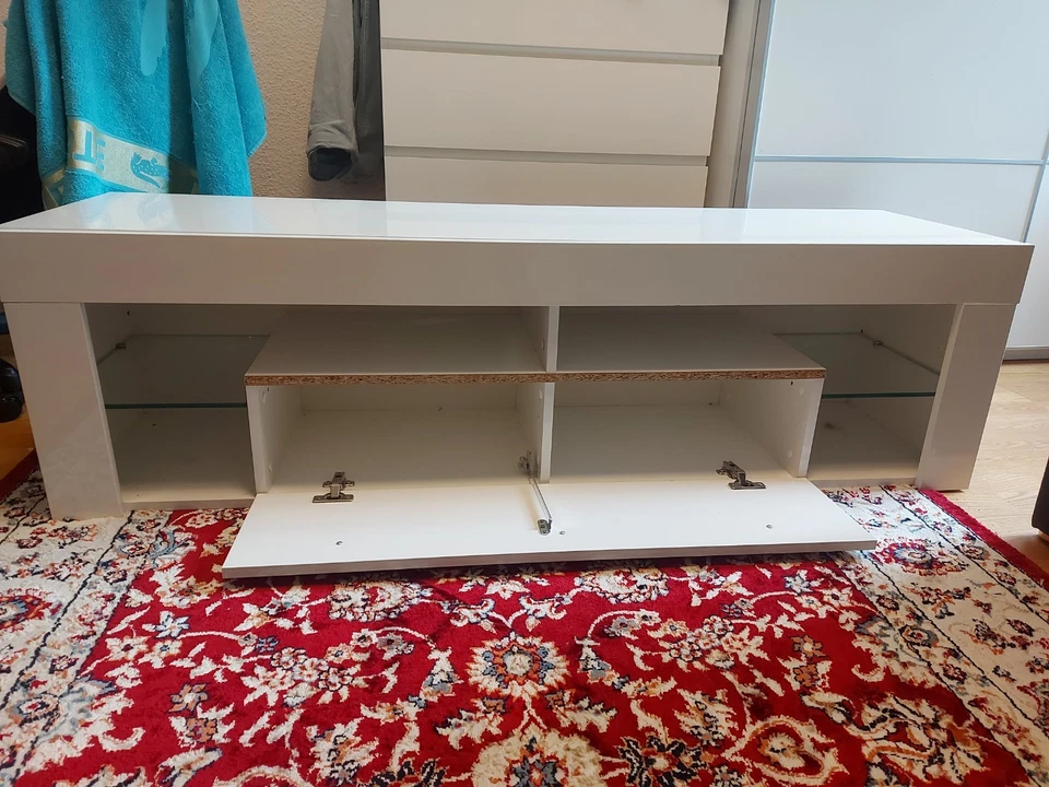 TV Lowboard Weiß Hängeboard Schrank Hochglanz Länge 155cm,Höhe,44cm,Breite,42cm - Bild 4 von 4