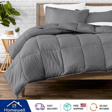 Ultra Soft Grey Comforter Set - All-Season Luxury with Matching Pillow Shams