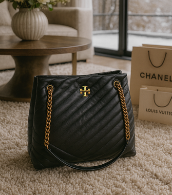 【新品】TORYBURCH KIRA CHEVRON 黒 NEW Tory Burch Kira Chevron Black Quilted Leather Chain Strap