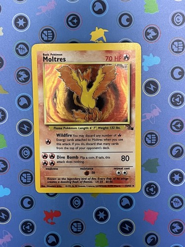 Vintage Pokemon TCG Moltres Fossil 12/62 Holo Rare Unlimited 1999 WOTC