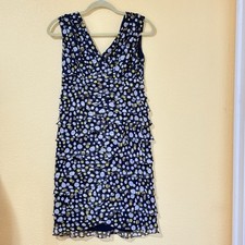 Adrianna Papell Womens Polka Dot Sheath Dress 18W Navy Blue Lined Pleated Retro