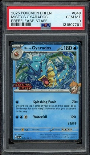 Pokemon PSA 10 Misty's Gyarados 049/182 Destined Rivals STAFF Prerelease Promo
