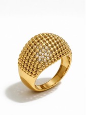 Anello a cupola in rete ZARD con placca in oro 18 carati