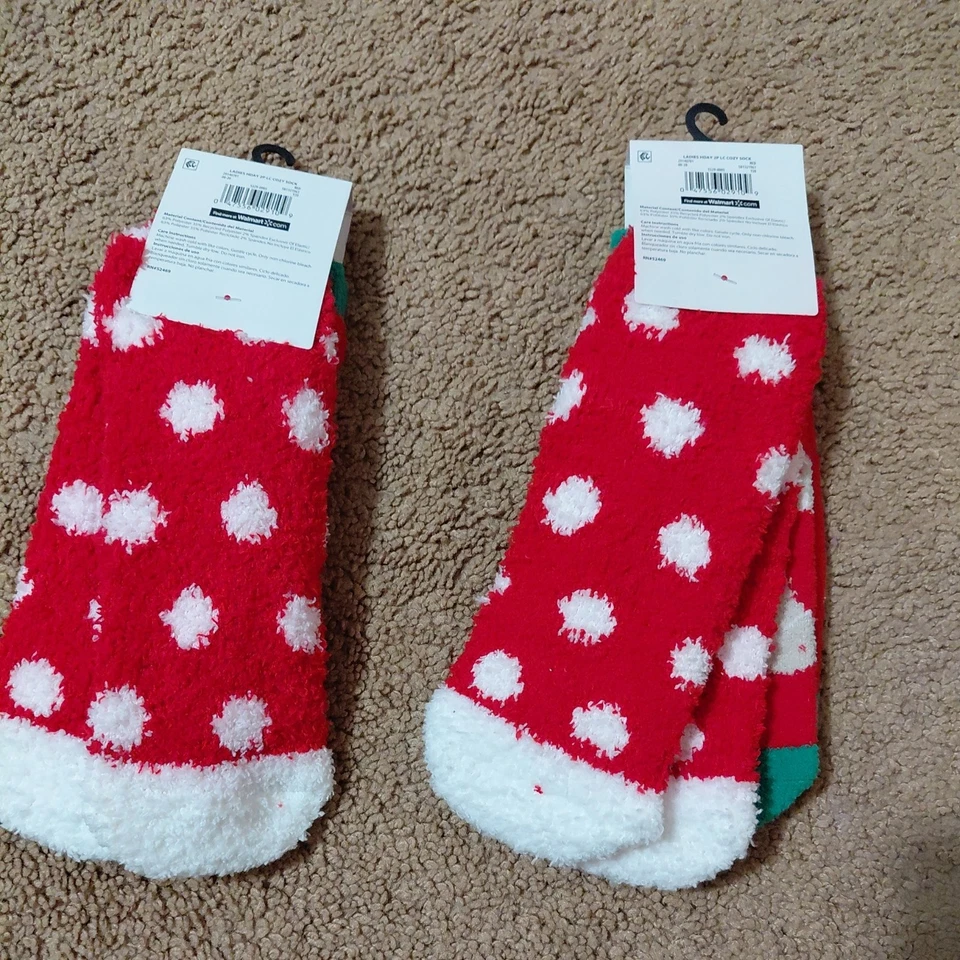 Calcetines Navidad Holiday Time corte bajo 4 pares zapatos para mujer talla 4-10.  (AL) Foto 3 de 4