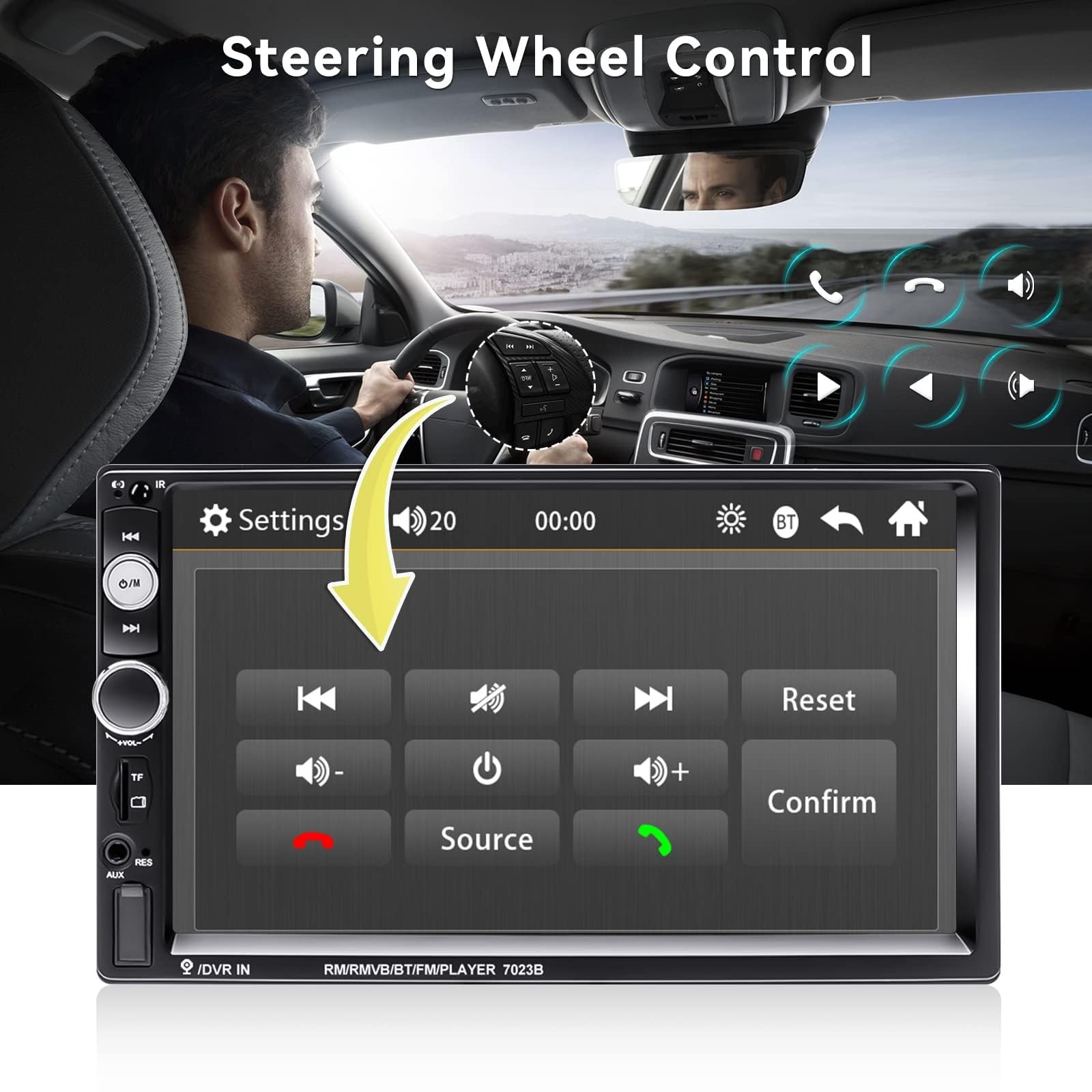 7" Double Din Car Stereo Audio Bluetooth MP5 Player USB FM Multimedia Radio+ ...