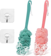 2Pack Back Scrubber for Shower Loofah with Long Handle, Shower Brush for Body
