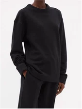 $790 The Row Derovere Organic Cotton Jersey Sweatsirt in Black sz M