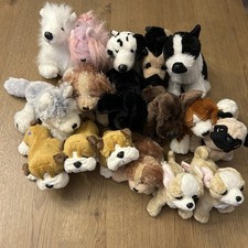 Webkinz Lil Kinz Lot Of 17 Dog Plush No Code Ribbon Yorkie Husky Lab Dalmation